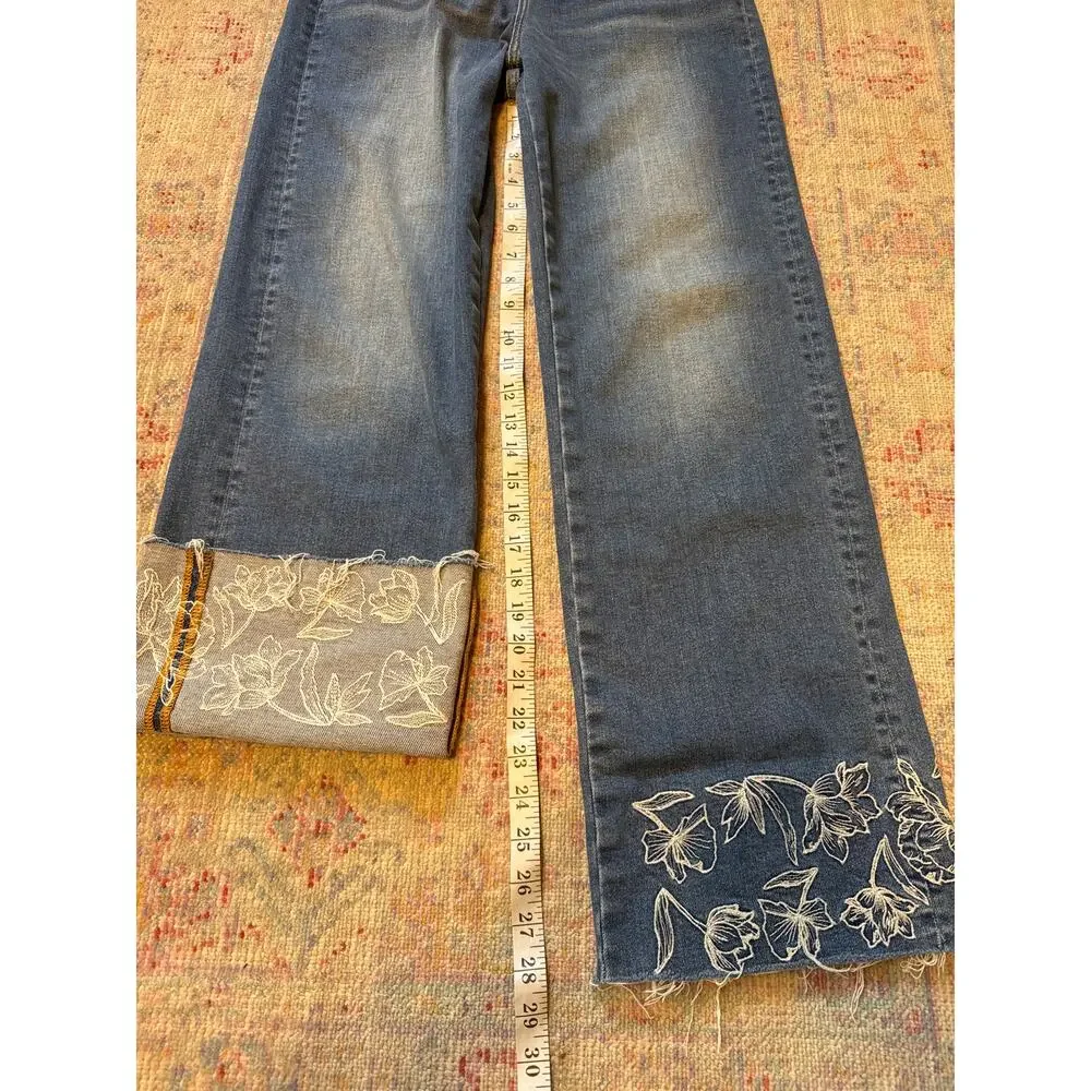 Driftwood Charlee Cuff Jeans Floral Embroidered Cuff 26 - Picture 8 of 9